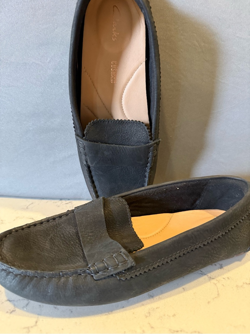 Clarks Men's Black Leather Penny Loafers